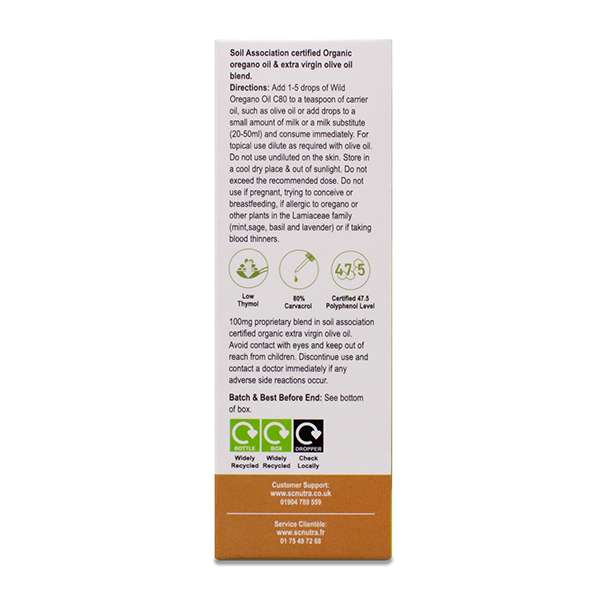 Huile d'origan sauvage C80 SC Nutra etiquette 1