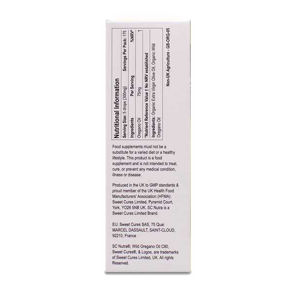 Huile d'origan sauvage C80 SC Nutra etiquette 2