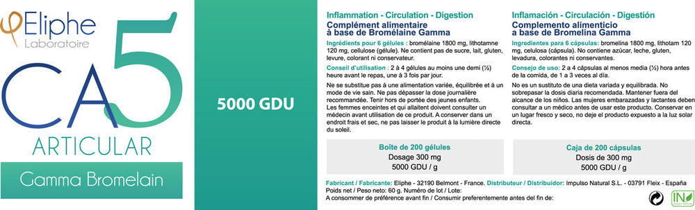 Etiqueta Bromelina Gamma Eliphe 5000 GDU